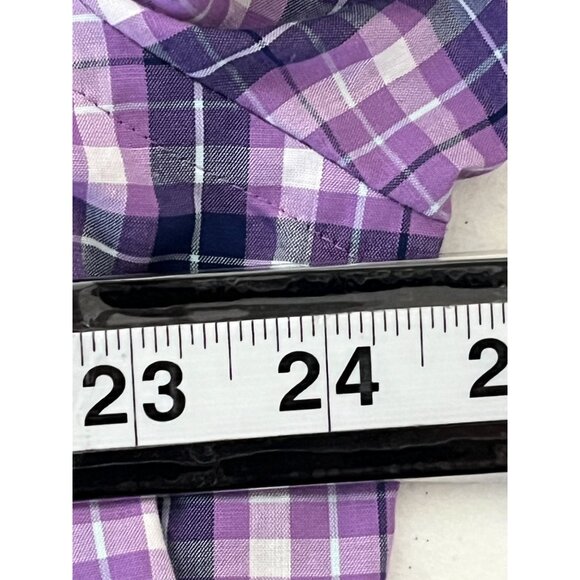 Jos A Bank Men’s Medium Purple Plaid Button Down Long Sleeve Traveler Tech Shirt - Picture 9 of 13